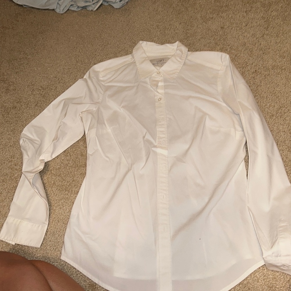 Loft size 4 white button down shirt